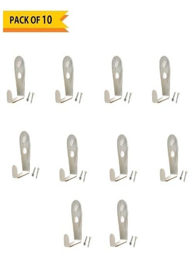 BTL Stainless Steel Door Hook - Wall Hook - Hook for Hanging Keys, Clothes, Towel | L Shape | Screws Included | Pack of 10 | BHK-3L - Image 2